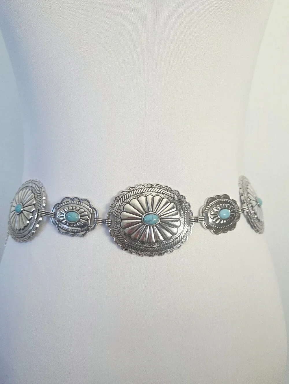 Silver & Turquoise Chain Belt - Picture 3 of 8